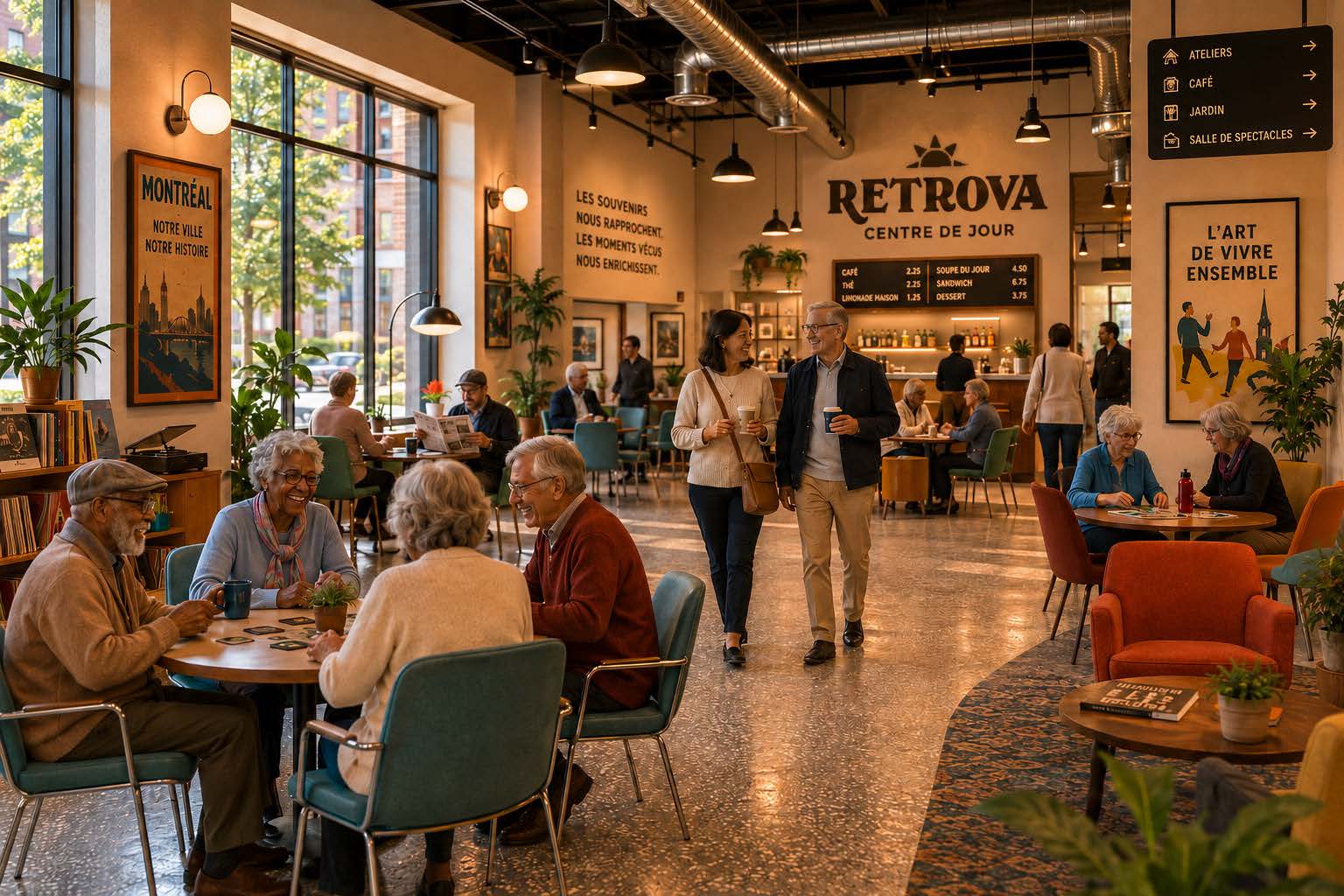 The main hall at Retrova Day Centre, filled with members