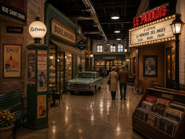An immersive street inspired by 1960s Montreal